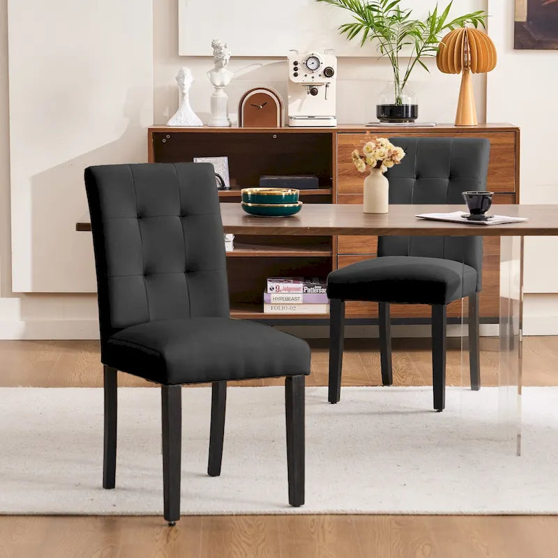 Chaises de salle à manger capitonnées en similicuir (Lot de 2) — 44,5 cm L x 58,4 cm P x 92,7 cm H
