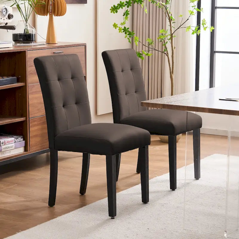 Chaises de salle à manger capitonnées en similicuir (Lot de 2) — 44,5 cm L x 58,4 cm P x 92,7 cm H