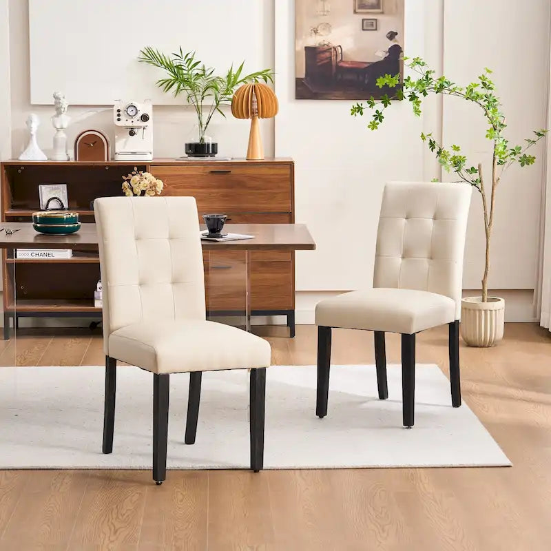 Chaises de salle à manger capitonnées en similicuir (Lot de 2) — 44,5 cm L x 58,4 cm P x 92,7 cm H
