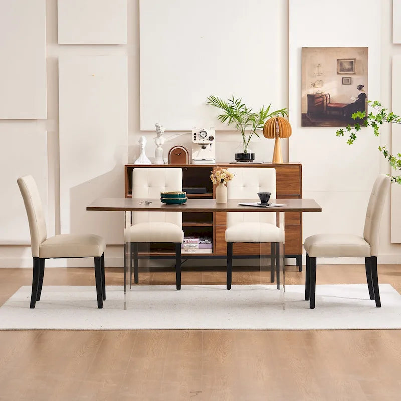 Chaises de salle à manger capitonnées en similicuir (Lot de 2) — 44,5 cm L x 58,4 cm P x 92,7 cm H