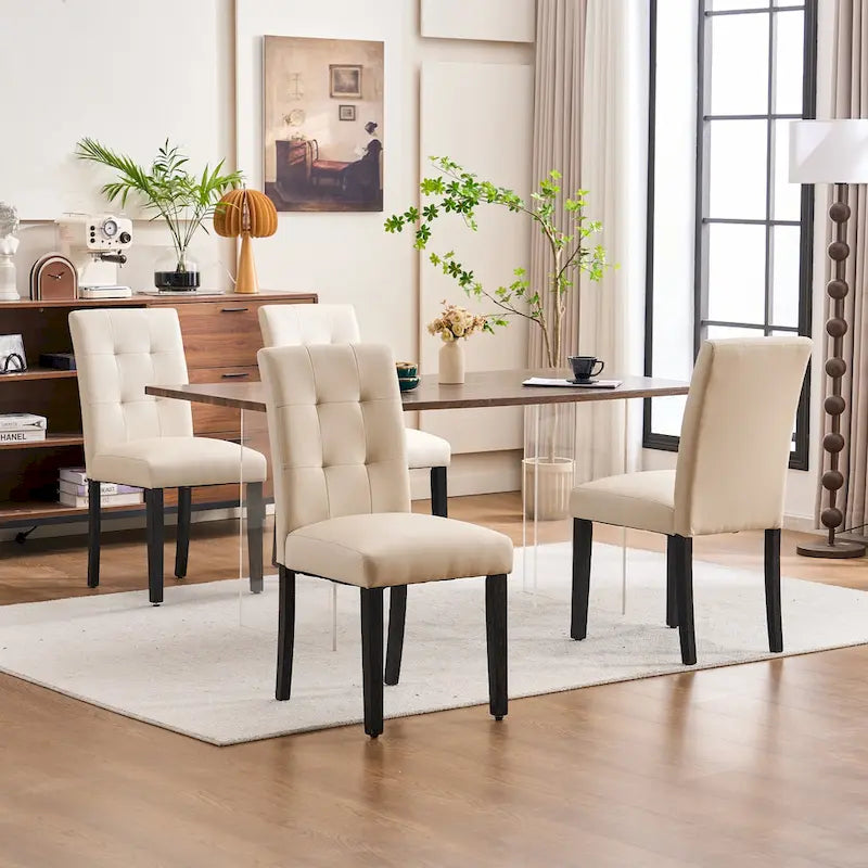 Chaises de salle à manger capitonnées en similicuir (Lot de 2) — 44,5 cm L x 58,4 cm P x 92,7 cm H