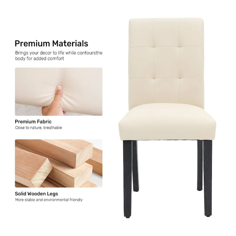 Chaises de salle à manger capitonnées en similicuir (Lot de 2) — 44,5 cm L x 58,4 cm P x 92,7 cm H