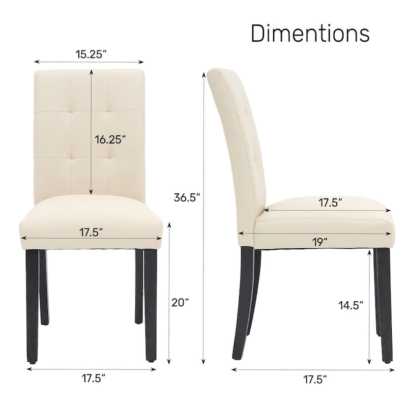 Chaises de salle à manger capitonnées en similicuir (Lot de 2) — 44,5 cm L x 58,4 cm P x 92,7 cm H
