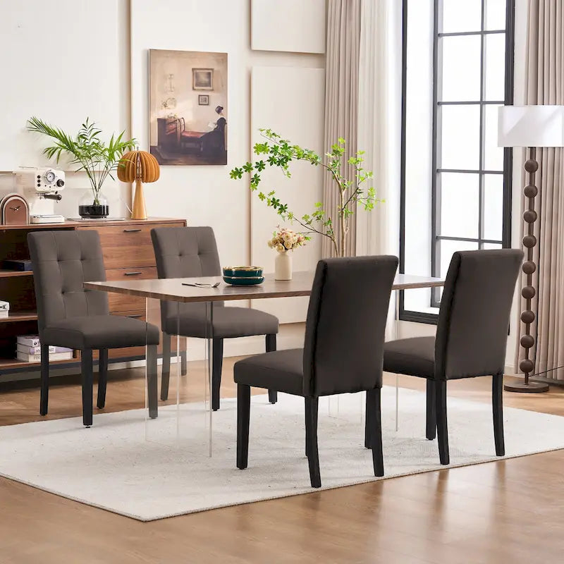 Chaises de salle à manger capitonnées en similicuir (Lot de 2) — 44,5 cm L x 58,4 cm P x 92,7 cm H