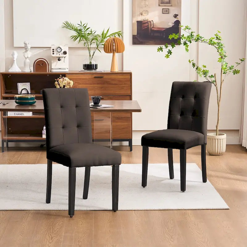 Chaises de salle à manger capitonnées en similicuir (Lot de 2) — 44,5 cm L x 58,4 cm P x 92,7 cm H