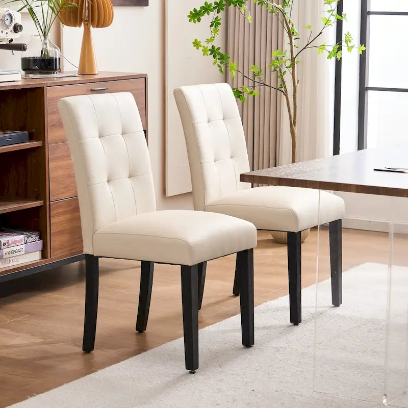 Chaises de salle à manger capitonnées en similicuir (Lot de 2) — 44,5 cm L x 58,4 cm P x 92,7 cm H
