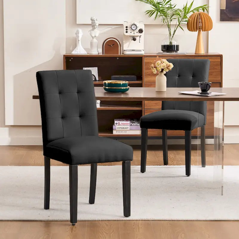 Chaises de salle à manger capitonnées en similicuir (Lot de 2) — 44,5 cm L x 58,4 cm P x 92,7 cm H