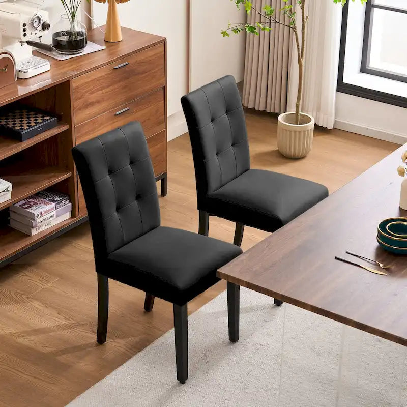 Chaises de salle à manger capitonnées en similicuir (Lot de 2) — 44,5 cm L x 58,4 cm P x 92,7 cm H