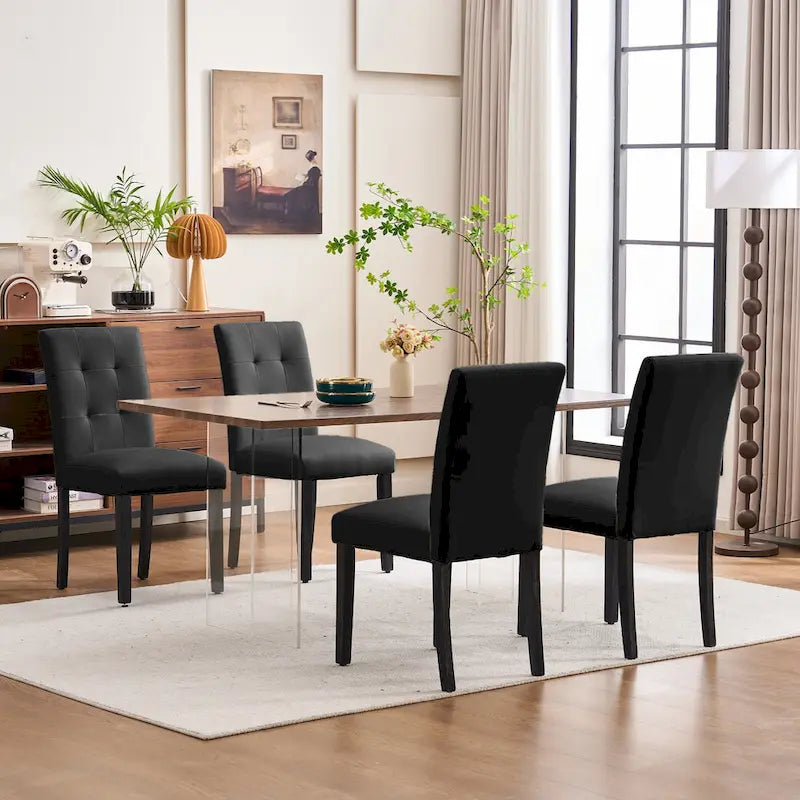 Chaises de salle à manger capitonnées en similicuir (Lot de 2) — 44,5 cm L x 58,4 cm P x 92,7 cm H
