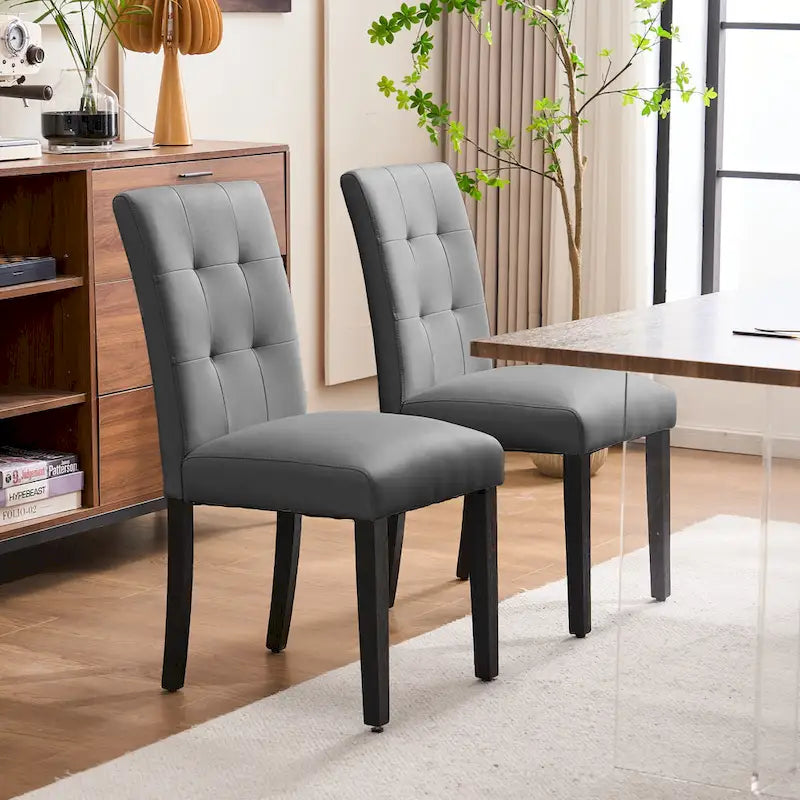 Chaises de salle à manger capitonnées en similicuir (Lot de 2) — 44,5 cm L x 58,4 cm P x 92,7 cm H