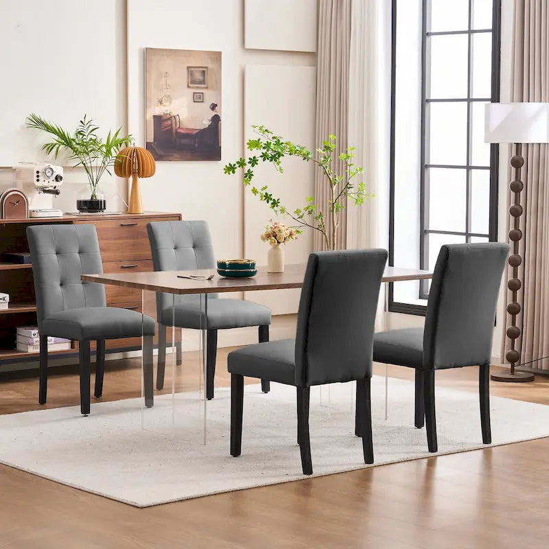 Chaises de salle à manger capitonnées en similicuir (Lot de 2) — 44,5 cm L x 58,4 cm P x 92,7 cm H