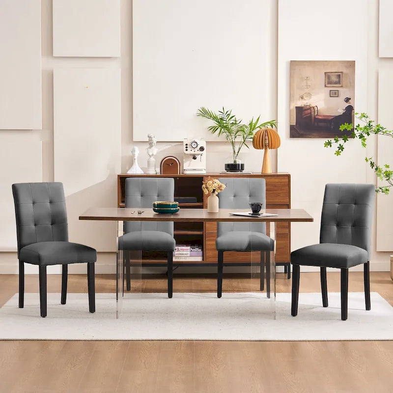 Chaises de salle à manger capitonnées en similicuir (Lot de 2) — 44,5 cm L x 58,4 cm P x 92,7 cm H