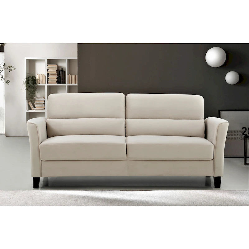Canapé de salon moderne du milieu du siècle avec accoudoirs inclinés rembourrés