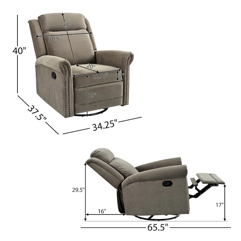 Fauteuil inclinable pivotant en velours moderne