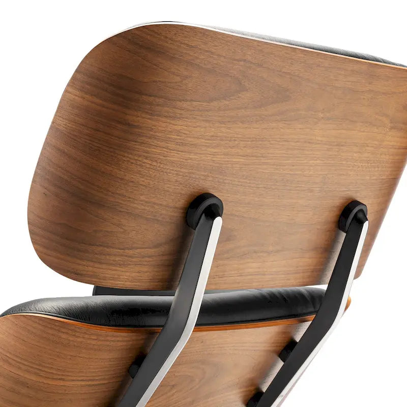 Fauteuil de salon et ottoman en cuir véritable — Modèle Noyer