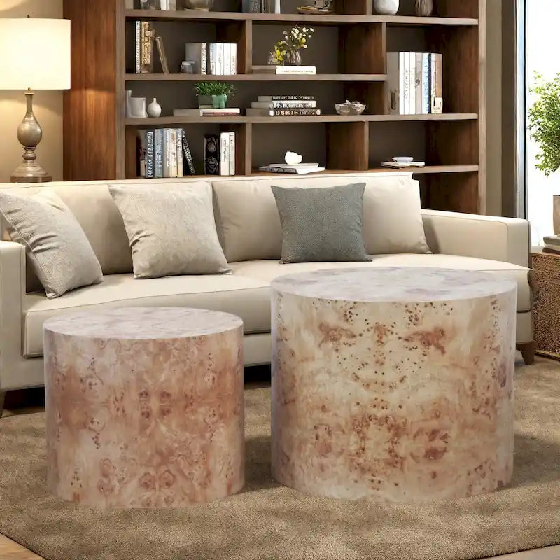 Ensemble de tables basses deux pièces en bois massif — Aucun assemblage requis, conçu pour les petits salons