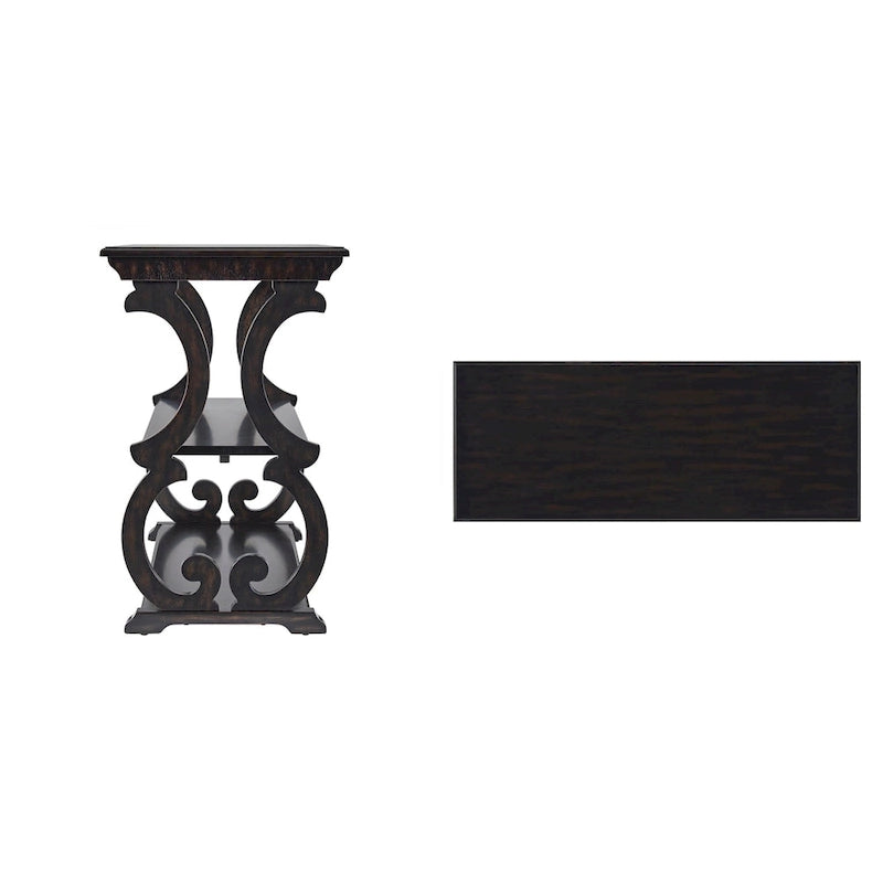 Table d'appoint style parchemin en bois