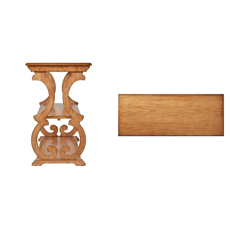 Table d'appoint style parchemin en bois