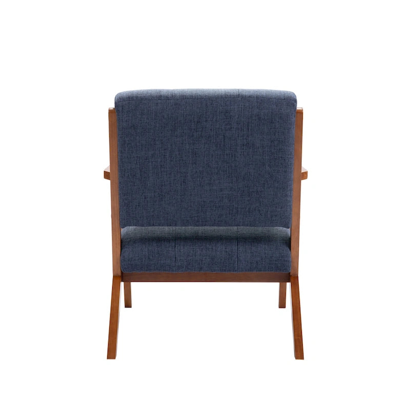 Chaise longue en tissu capitonné (avec pieds et accoudoirs en bois)