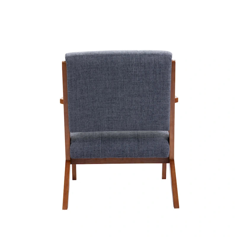 Chaise longue en tissu capitonné (avec pieds et accoudoirs en bois)