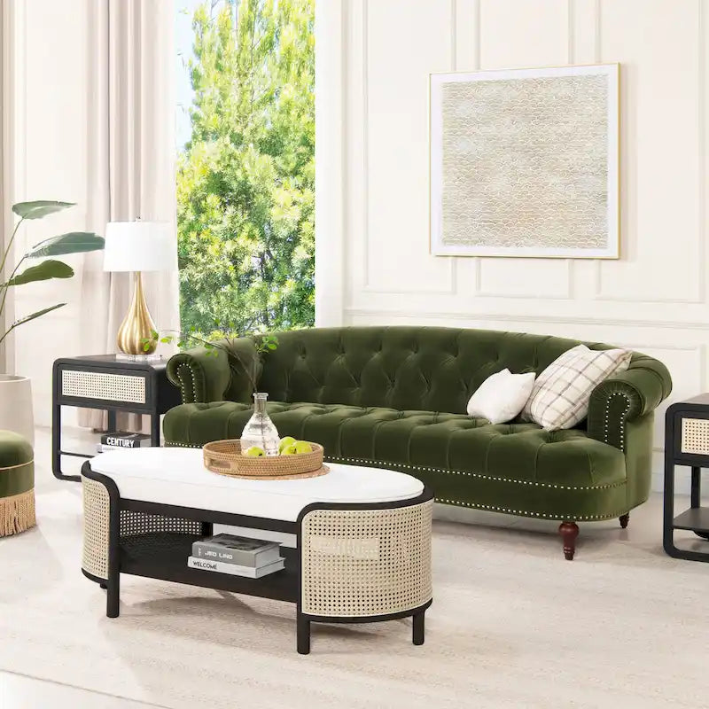 Canapé en velours de style moderne du milieu du siècle