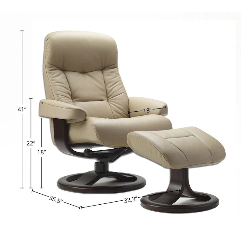 Fauteuil inclinable en cuir et son repose-pieds