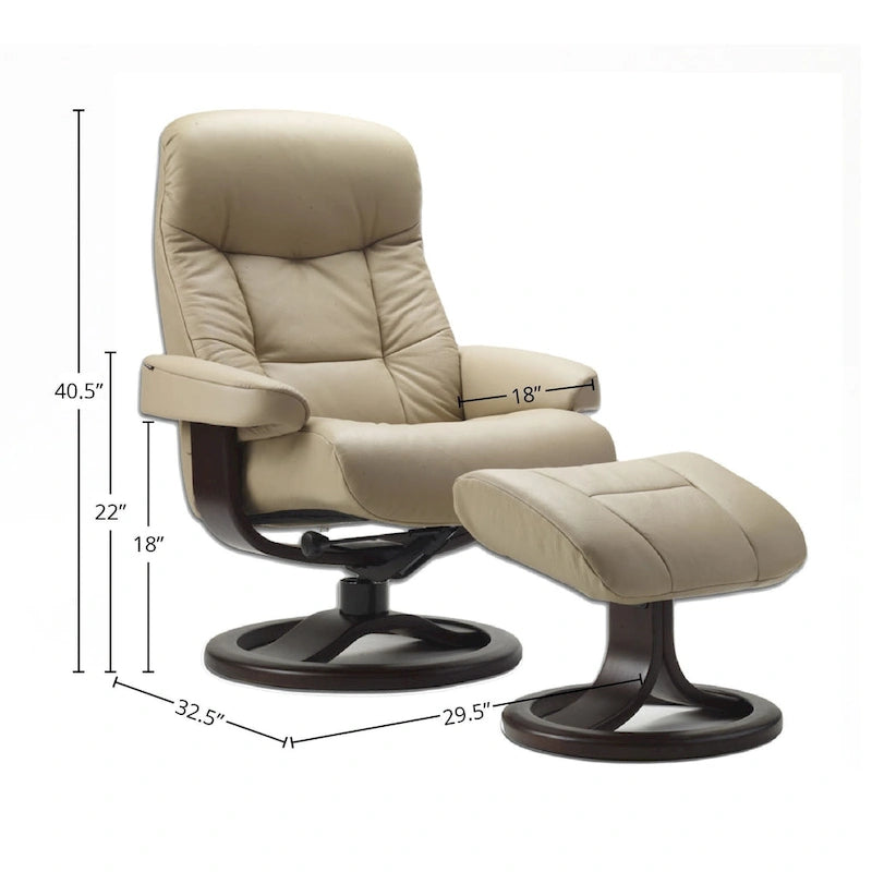 Fauteuil inclinable en cuir et son repose-pieds