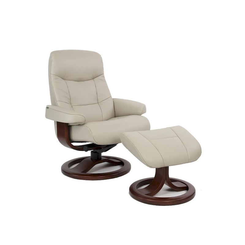 Fauteuil inclinable en cuir et son repose-pieds