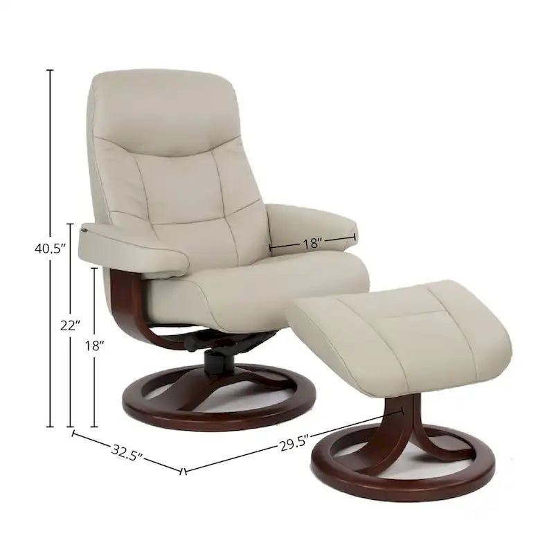 Fauteuil inclinable en cuir et son repose-pieds