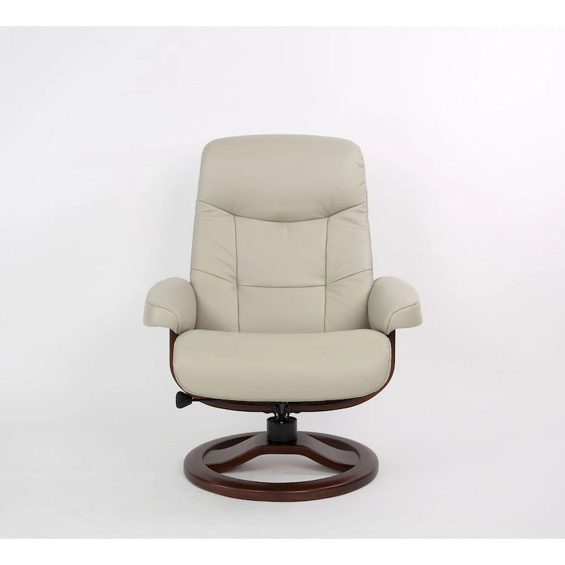 Fauteuil inclinable en cuir et son repose-pieds