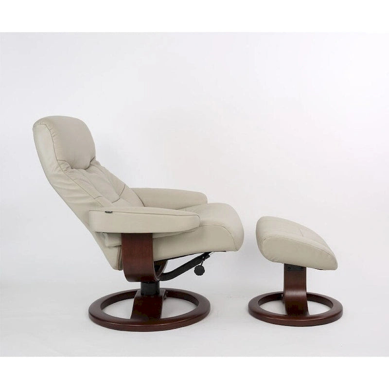Fauteuil inclinable en cuir et son repose-pieds