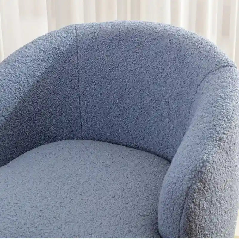 Fauteuil pivotant en tissu bouclette avec anneau en métal thermolaqué