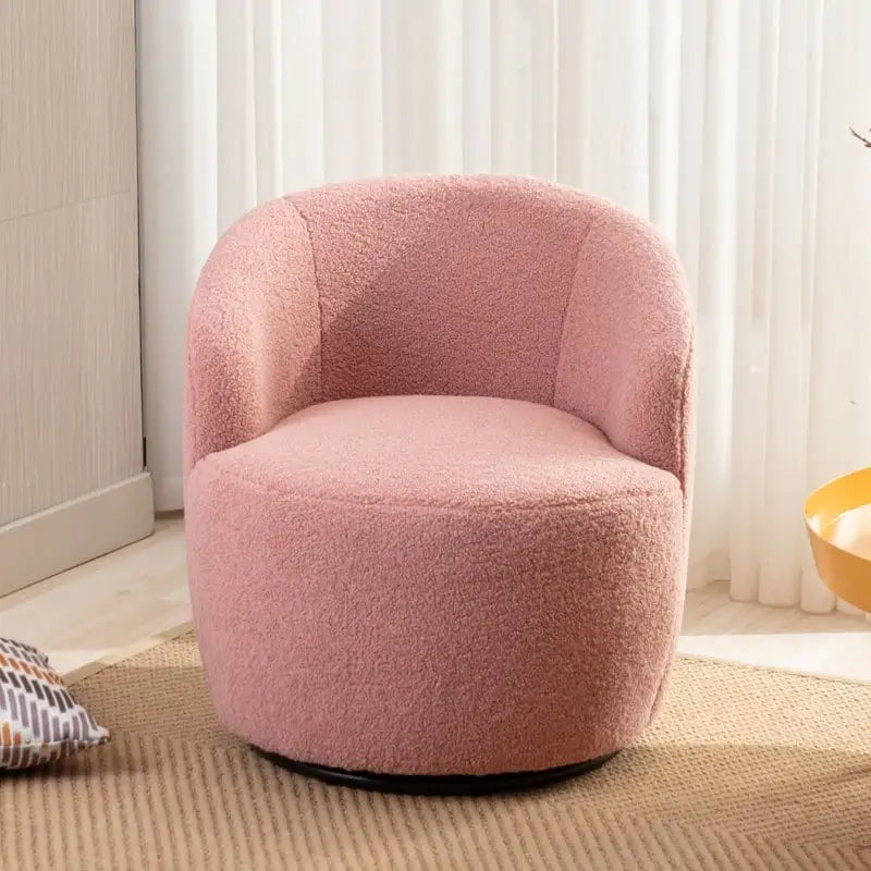 Fauteuil pivotant en tissu bouclette avec anneau en métal thermolaqué