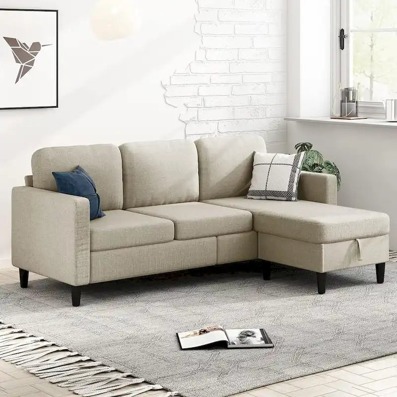 Canapé modulable (avec pouf de rangement et méridienne réversible)
