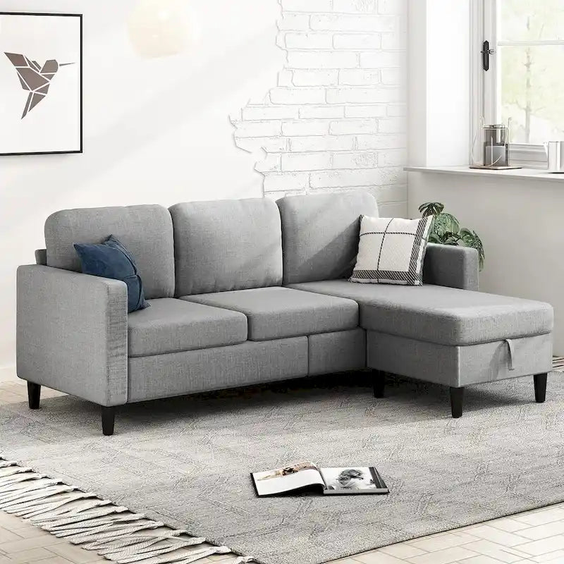 Canapé modulable (avec pouf de rangement et méridienne réversible)