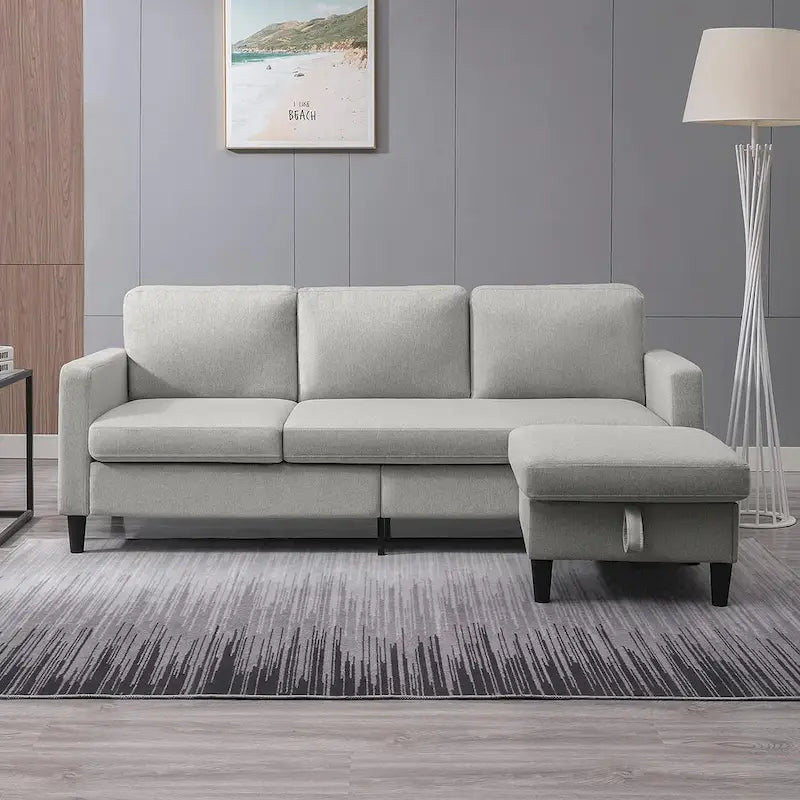 Canapé modulable (avec pouf de rangement et méridienne réversible)