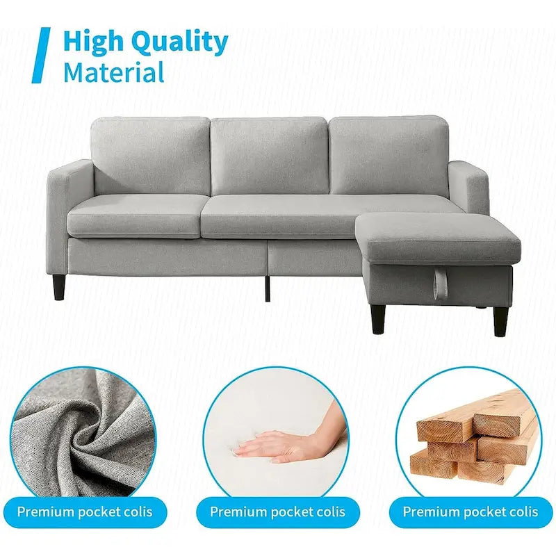 Canapé modulable (avec pouf de rangement et méridienne réversible)