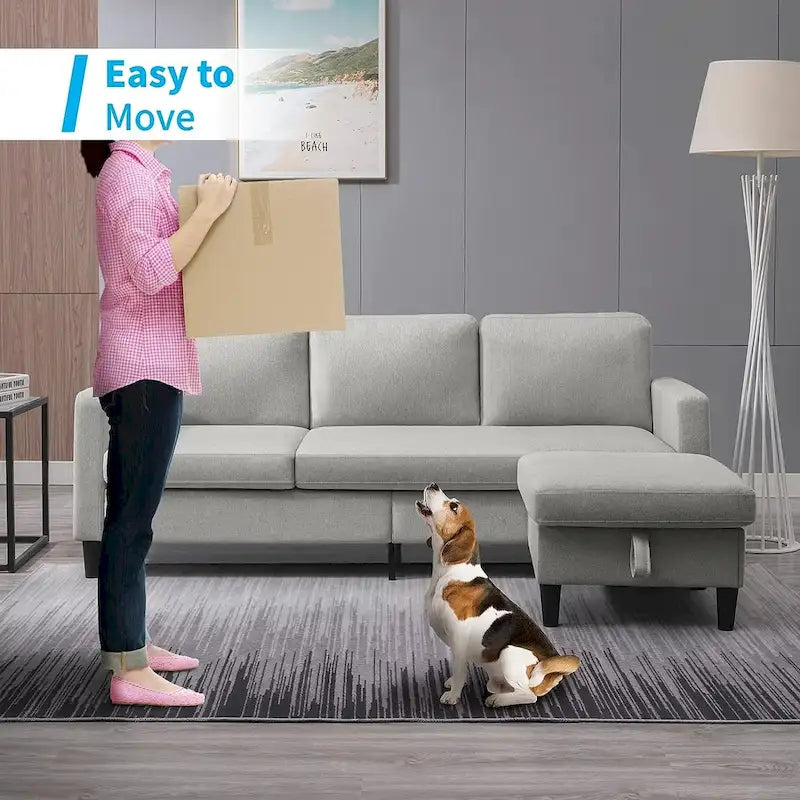Canapé modulable (avec pouf de rangement et méridienne réversible)