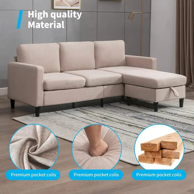 Canapé modulable (avec pouf de rangement et méridienne réversible)