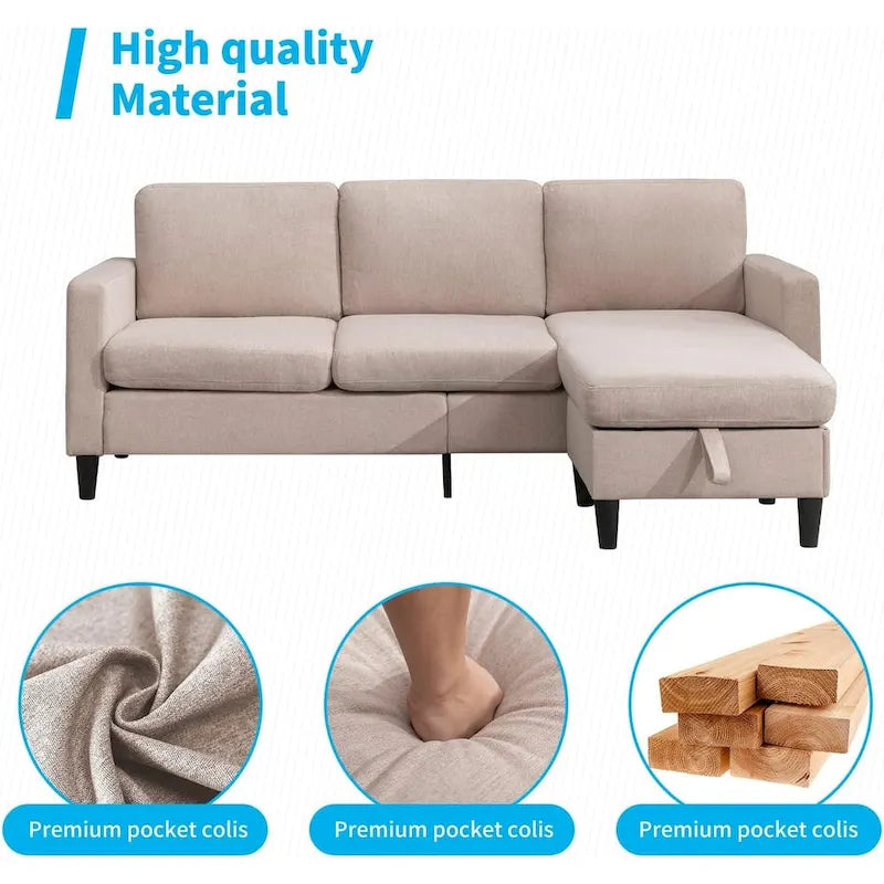 Canapé modulable (avec pouf de rangement et méridienne réversible)