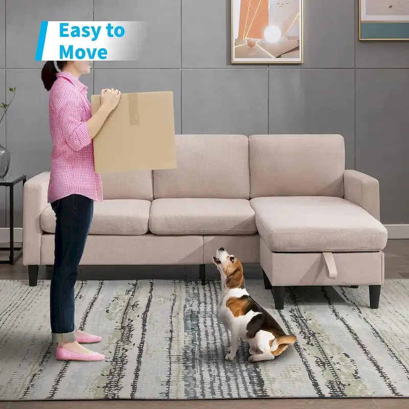 Canapé modulable (avec pouf de rangement et méridienne réversible)