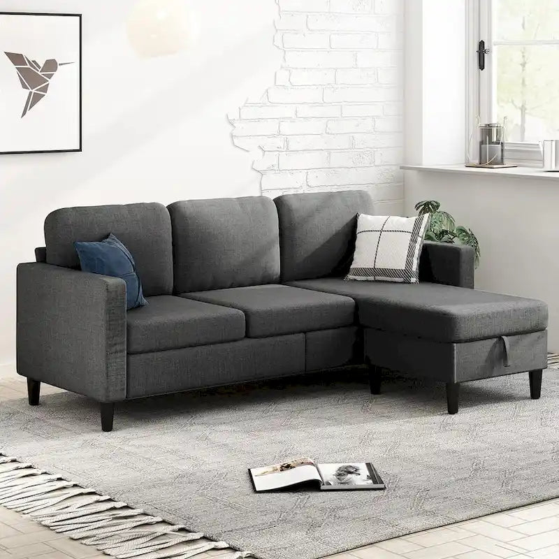 Canapé modulable (avec pouf de rangement et méridienne réversible)