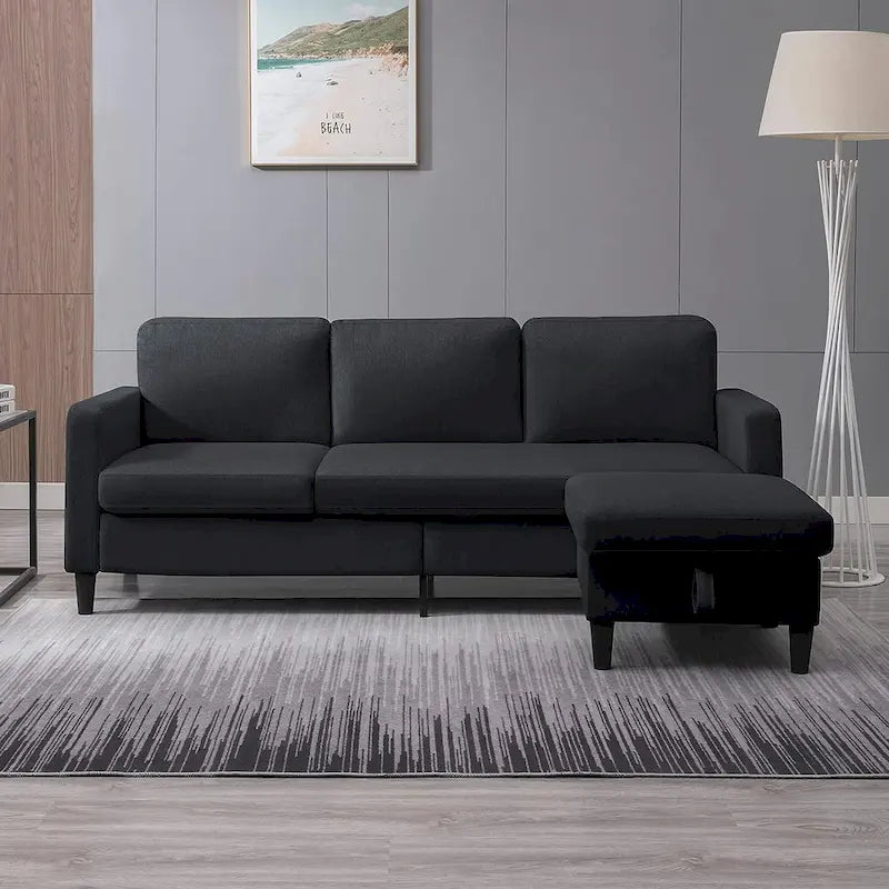 Canapé modulable (avec pouf de rangement et méridienne réversible)