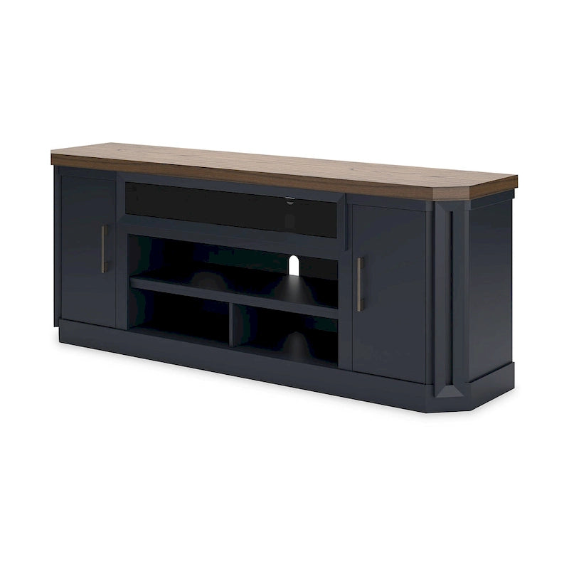 Meuble TV de 83 po (brun et bleu) — 83 po L x 20 po P x 33 po H