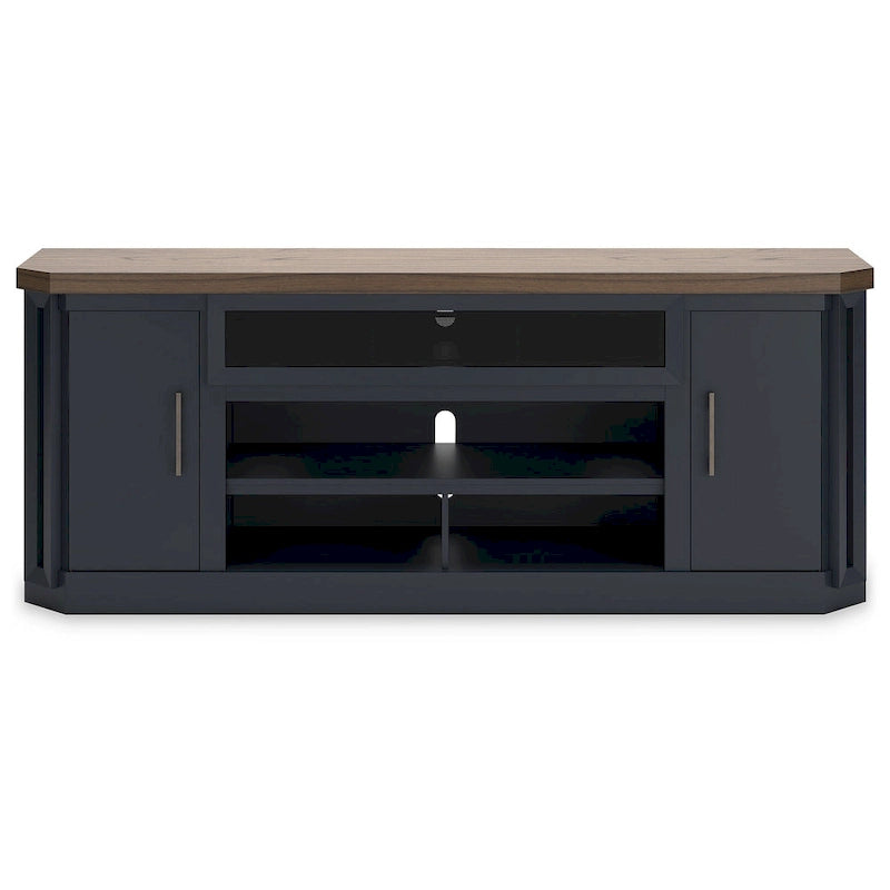 Meuble TV de 83 po (brun et bleu) — 83 po L x 20 po P x 33 po H