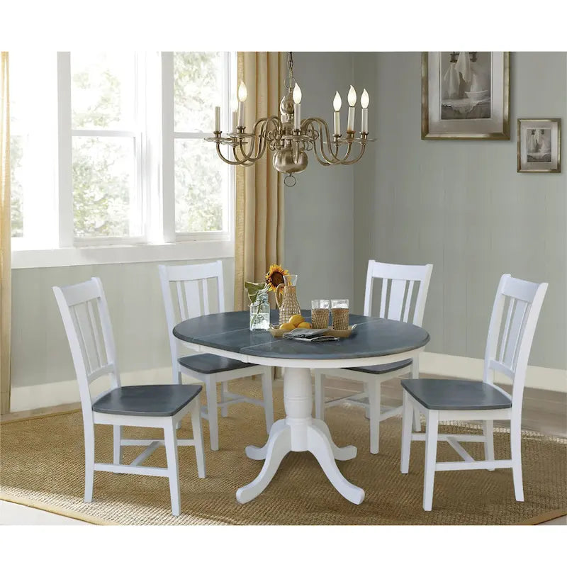 Table à manger ronde extensible de 36 pouces avec 4 chaises