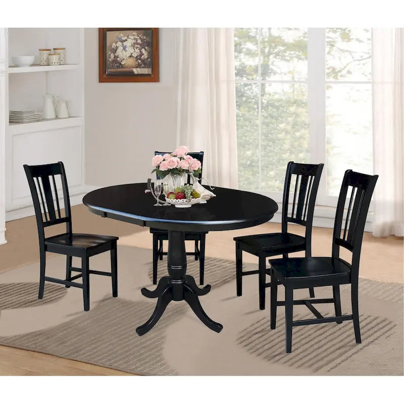 Table à manger ronde extensible de 36 pouces avec 4 chaises