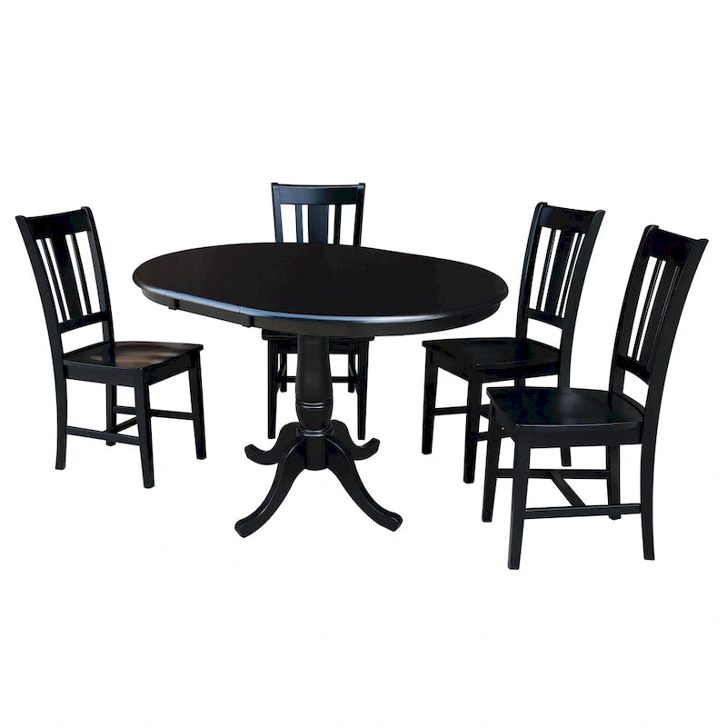 Table à manger ronde extensible de 36 pouces avec 4 chaises