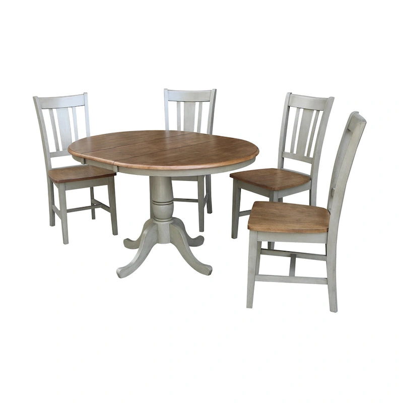 Table à manger ronde extensible de 36 pouces avec 4 chaises