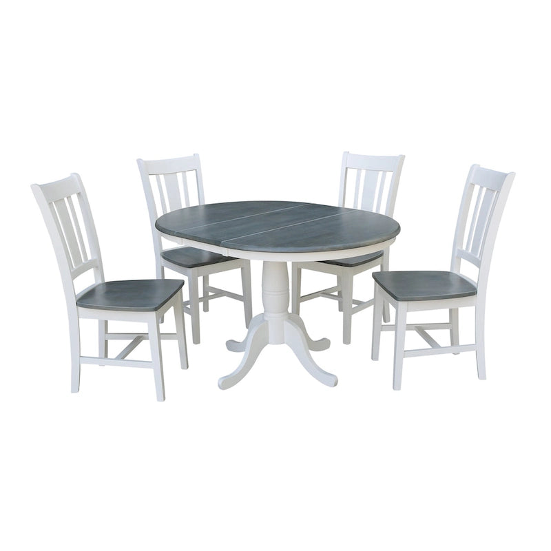 Table à manger ronde extensible de 36 pouces avec 4 chaises